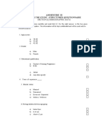 Annexure H: Tool For The Study - Structured Questionnaire