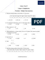 Galaxy: Class IV Chapter 3: Multiplication Worksheet - Multiple Choice Questions