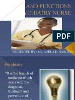 Role and Functions of Psychiatry Nurse