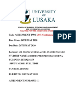 Task: Assignment Two Date Given: 14TH MAY 2020 Due Date: 26TH MAY 2020