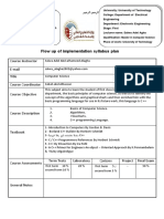 Flow Up of Implementation Syllabus Plan: Course Instructor E-Mail Title Course Coordinator Course Objective