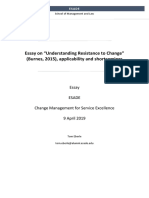 Essay On "Understanding Resistance To Change" (Burnes, 2015), Applicability and Shortcomings