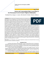 Effectiveness of Prototype and Contextualized Daily Lesson Plans in The Performance Level of Grade I Pupils in Mathematics