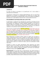 Procedimientos de Juntas Frias en Estructuras de Concreto Armado