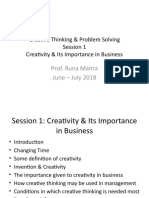 Session 1 Creative Thinking and Problem Solving Session 1 26th July 2017