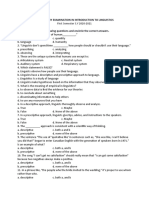 Preliminary Examination in Introduction To Linguistics: First Semester S.Y 2020-2021