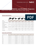 Lenses For NEC PX803UL and PX1004UL Projectors: Technical Specifications