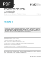 Versão 2: Exame Final Nacional de Biologia e Geologia Prova 702 - 2. Fase - Ensino Secundário - 2020