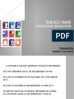 Subject Name Consumer Behavior: Prepared by Mathew Lawrence