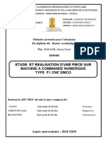 Etude Et Realisation D'Une Piece Sur Machine A Commande Numerique Type F1 CNC Emco