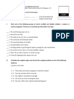 Sentence Fragments. Write S or F On The Line Provide Before Each Item