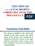 Restitution of Conjugal Rights-: A Brief Recap of The Previous Class