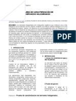 Pruebas de Caracterizacion de Derivados Halogenados