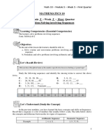 Mathematics 10 Module 5: Week 5: First Quarter Problem Solving Involving Sequences