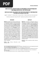 Obstáculos y Retos para El Desarrollo de Sistemas de Información en El Sector Salud