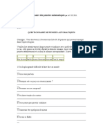 Questionnaire Des Pensées Automatiques