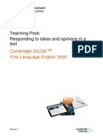 Teaching Pack Responding To Ideas and Opinions in A Text: Cambridge IGCSE First Language English 0500