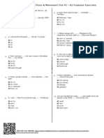 Prepositions of Time & Place & Movement Test A1 - A2 Grammar Exercises