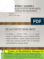 Chapter 2: Lesson 1: Kinds of Qualitative Research, Strengths & Weaknesses