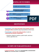 Learning Outcomes: Able To LIST Scope in Parasitology