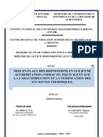 Pfe-Zorom - Mise en Place Des Dispositions en Vue D'une Accreditation Cofrac Ou Equivalent Sur La Caracterisation Et La Verification Des Enceintes Climatiques