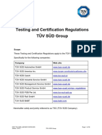 Testing and Certification Regulations Tüv Süd Group: Scope