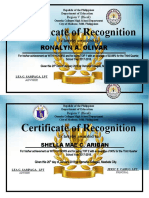 Certificate of Recognition: Ronalyn A. Olivar