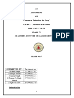 "Consumer Behaviour For Soap" Consumer Behaviour: AN Assignment ON