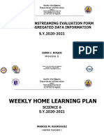 Gender Mainstreaming Evaluation Form S.Y.2020-2021 Sex Disaggregated Data Information