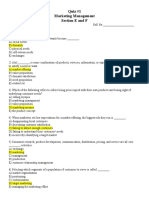 Quiz #1 Marketing Management Section E and F: Circle The Correct Option