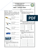 Week 1: Answer Sheet: Department of Education Don Jose M. Ynares, Sr. Memorial National High School