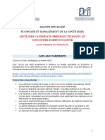 Economie Et Management de La Sante TN