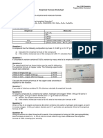 Fill in The Table Below:: Empirical Formula Worksheet