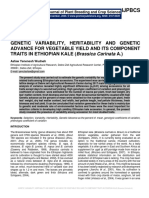 Genetic Variability, Heritability and Genetic Advance For Vegetable Yield and Its Component Traits in Ethiopian Kale (Brassica Carinata A.)