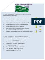 The Present Continuous - Exercises: 1. Check Your Grammar: True or False - Present Continuous