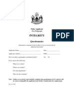 Police Applicant Integrity Questionnaire