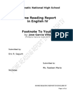 Home Reading Report - Footnote To Youth