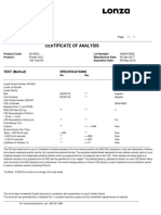 Certificate of Analysis: TEST (Method) Specifications