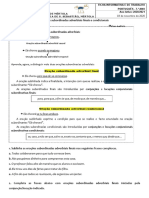 Ficha de Gramática Orações - 7.º Ano