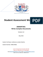 Student Assessment Workbook: BSBWRT401 Write Complex Documents