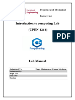 Introduction To Computing Lab (CPEN-1214) : Department of Mechanical Engineering