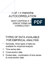 Prof. R C Manocha Autocorrelation: What Happens If The Error Terms Are Correlated?