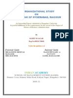 Organizational Study On STATE BANK OF HYDERBAD