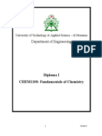 Department of Engineering: Diploma I CHEM1100: Fundamentals of Chemistry