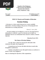 Decision Making: Republic of The Philippines Capiz State University Graduate School Burias, Mambusao, Capiz