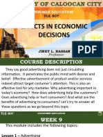 Effects in Economic Decisions: Consumer Education