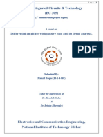 Analog Integrated Circuits & Technology (EC 305) : Differential Amplifier With Passive Load and Its Detail Analysis