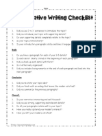 Narrative Writing Checklist