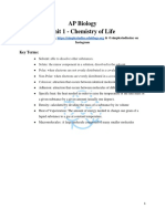 AP Biology Unit 1 - Chemistry of Life: Key Terms