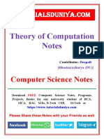 Theory of Computation Notes 2 - TutorialsDuniya PDF